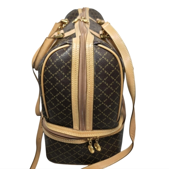 LA TOUR  EIFFEL Signature Brown Carry On Duffel Dome Traveler Canvas Leather - Picture 5 of 16